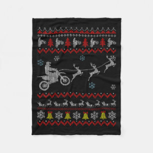 Dirt Bike Motorcycle Pajama Ugly Christmas Biker Fleece Blanket