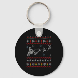 Dirt Bike Motorcycle Pajama Ugly Christmas Biker  Key Ring