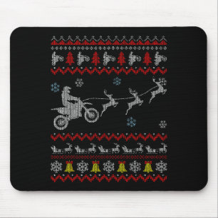 Dirt Bike Motorcycle Pajama Ugly Christmas Biker  Mouse Pad