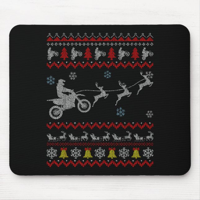 Dirt Bike Motorcycle Pajama Ugly Christmas Biker  Mouse Pad (Front)