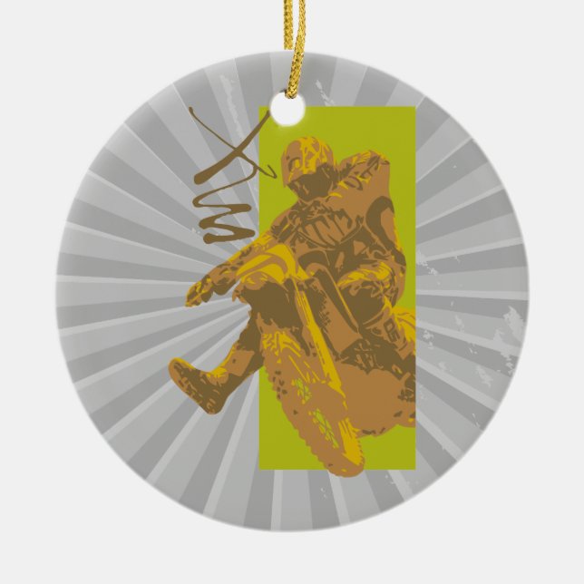 dirt bike mud vector illustration ceramic tree decoration (Front)