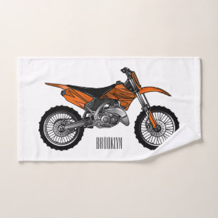 Dirt bike off-road motorcycle / motocross cartoon bath towel set