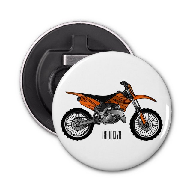 Dirt bike off-road motorcycle / motocross cartoon bottle opener (Front)
