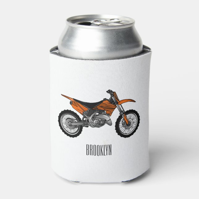 Dirt bike off-road motorcycle / motocross cartoon  can cooler (Can Front)