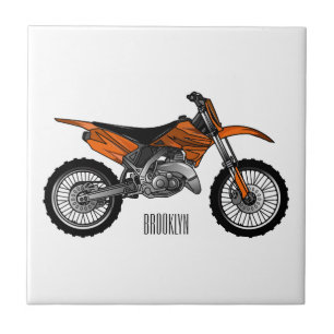 Dirt bike off-road motorcycle / motocross cartoon ceramic tile