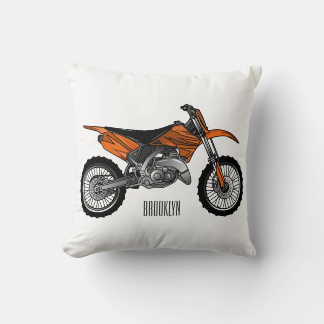 Dirt bike off-road motorcycle / motocross cartoon cushion (Front)