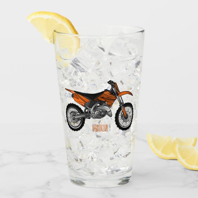 Dirt bike off-road motorcycle / motocross cartoon glass (Front Ice)