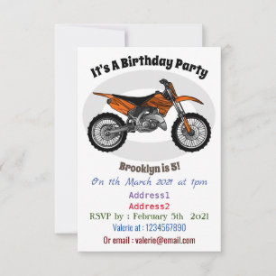 Dirt bike off-road motorcycle / motocross cartoon invitation