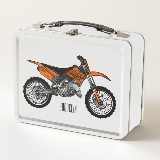 Dirt bike off-road motorcycle / motocross cartoon metal lunch box (Front)