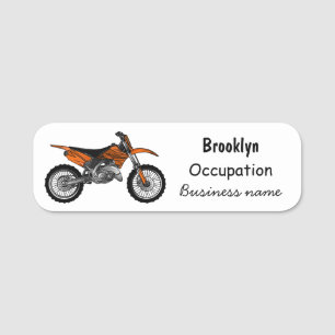 Dirt bike off-road motorcycle / motocross cartoon name tag