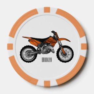 Dirt bike off-road motorcycle / motocross cartoon poker chips