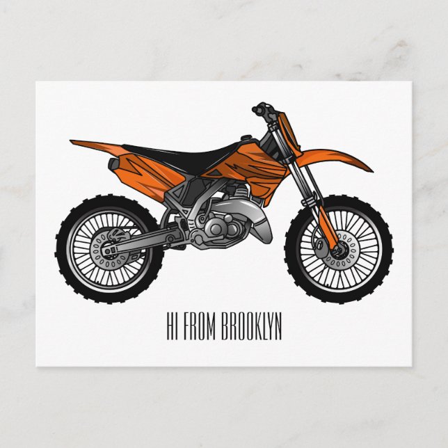 Dirt bike off-road motorcycle / motocross cartoon postcard (Front)