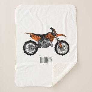 Dirt bike off-road motorcycle / motocross cartoon sherpa blanket