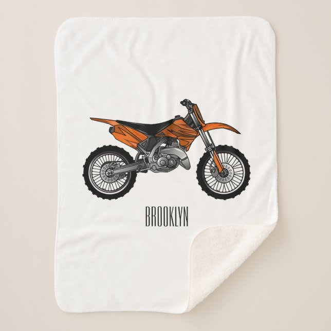 Dirt bike off-road motorcycle / motocross cartoon sherpa blanket (Front)