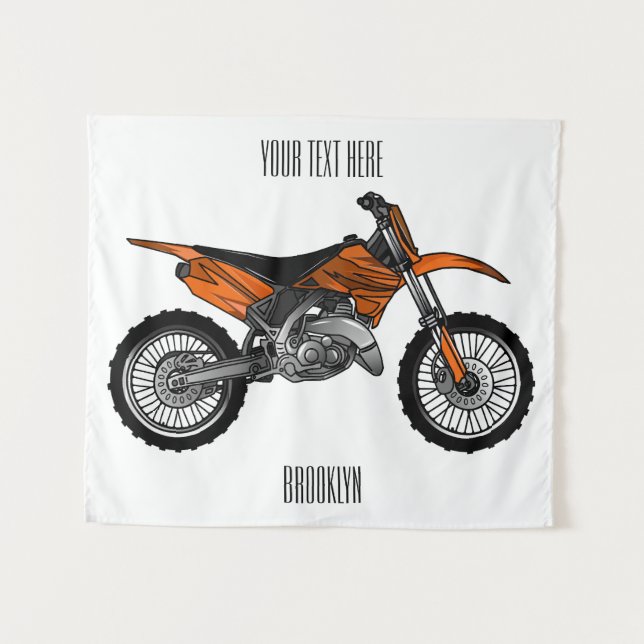 Dirt bike off-road motorcycle / motocross cartoon tapestry (Front (Horizontal))