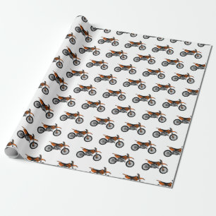 Dirt bike off-road motorcycle / motocross cartoon wrapping paper