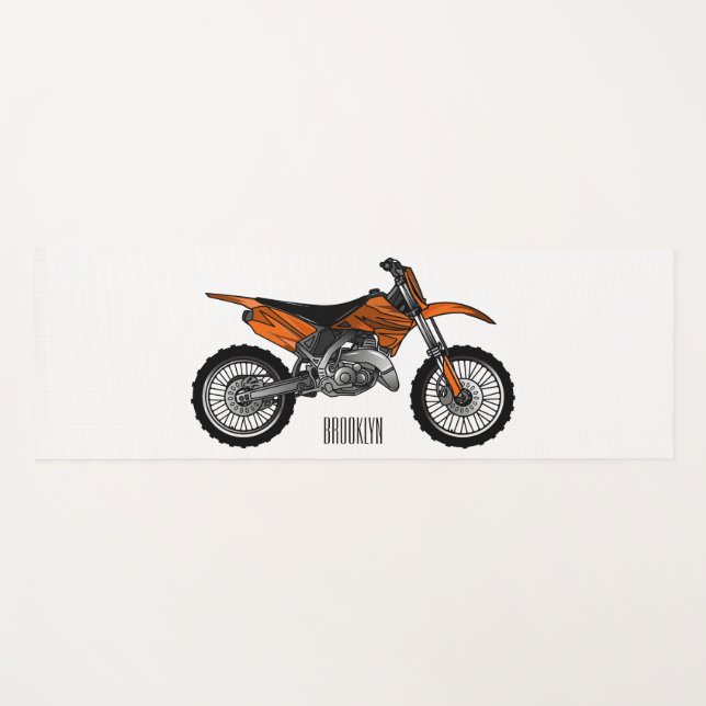 Dirt bike off-road motorcycle / motocross cartoon yoga mat (Front (Horizontal))