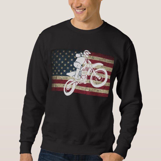 Dirt Bike on Distressed Flag in Colour Sweatshirt (Front)