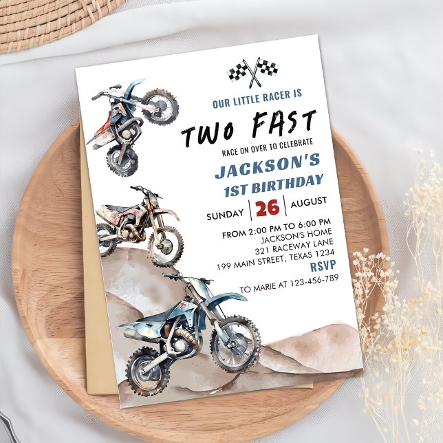 Dirt Bike Race Boy 2nd Birthday Party Invitation (Creator Uploaded)