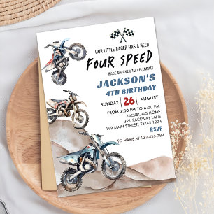 Dirt Bike Race Boy 4th Birthday Party Invitation