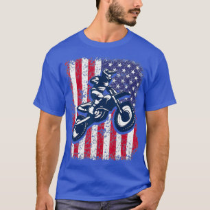 Dirt Bike Ride American Flag Motocross Biker 4th T-Shirt