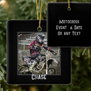 Dirt Bike Rider Boys Photo Square Ornament