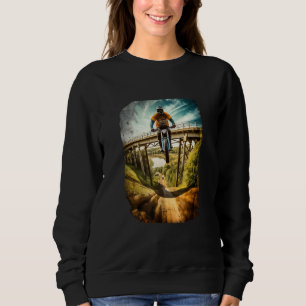 Dirt Bike Rider on Bridge Motorbike Biker Motocros Sweatshirt
