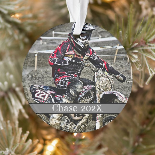 Dirt Bike Rider Photo Keepsake Christmas  Ornament (Tree)