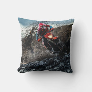 Dirt bike rider throw pillow