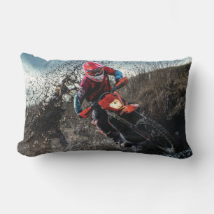 Dirt bike rider throw pillow