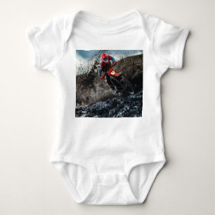 Dirt bike rider throw pillow baby bodysuit
