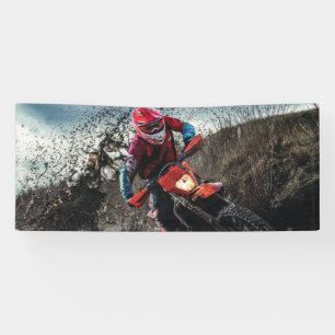 Dirt bike rider throw pillow banner