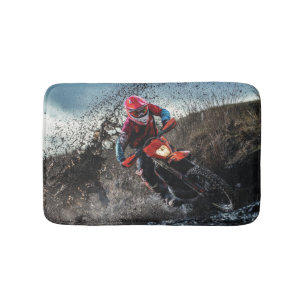 Dirt bike rider throw pillow bath mat