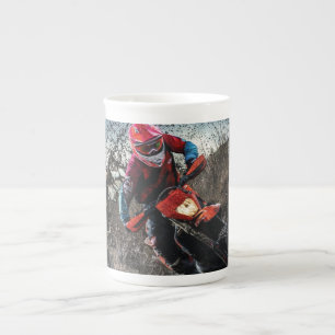 Dirt bike rider throw pillow bone china mug