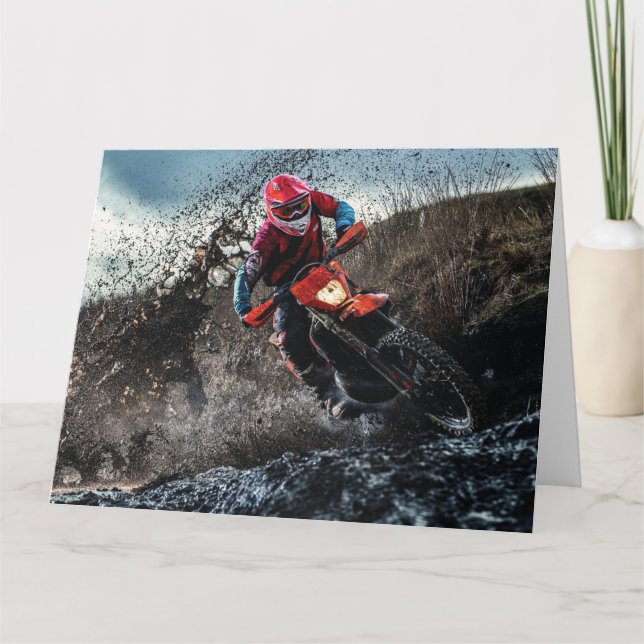 Dirt bike rider throw pillow card (Front)