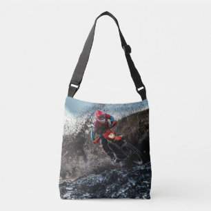 Dirt bike rider throw pillow crossbody bag