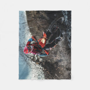 Dirt bike rider throw pillow fleece blanket