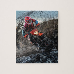 Dirt bike rider throw pillow jigsaw puzzle