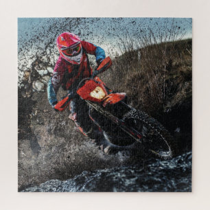 Dirt bike rider throw pillow jigsaw puzzle