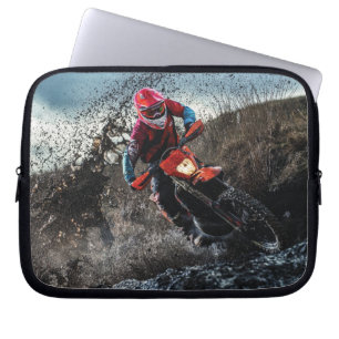 Dirt bike rider throw pillow laptop sleeve