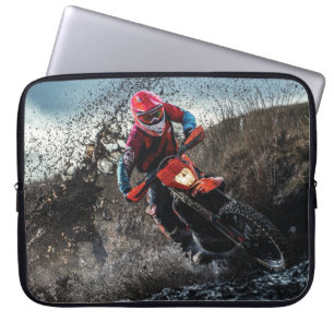 Dirt bike rider throw pillow laptop sleeve
