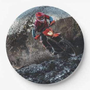 Dirt bike rider throw pillow paper plate