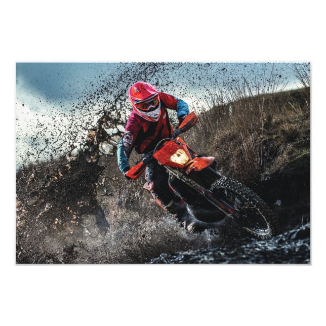 Dirt bike rider throw pillow photo print (Front)