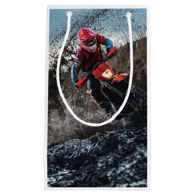 Dirt bike rider throw pillow small gift bag (Front)