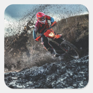 Dirt bike rider throw pillow square sticker