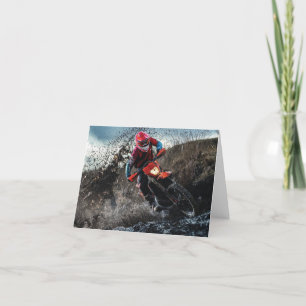 Dirt bike rider throw pillow thank you card