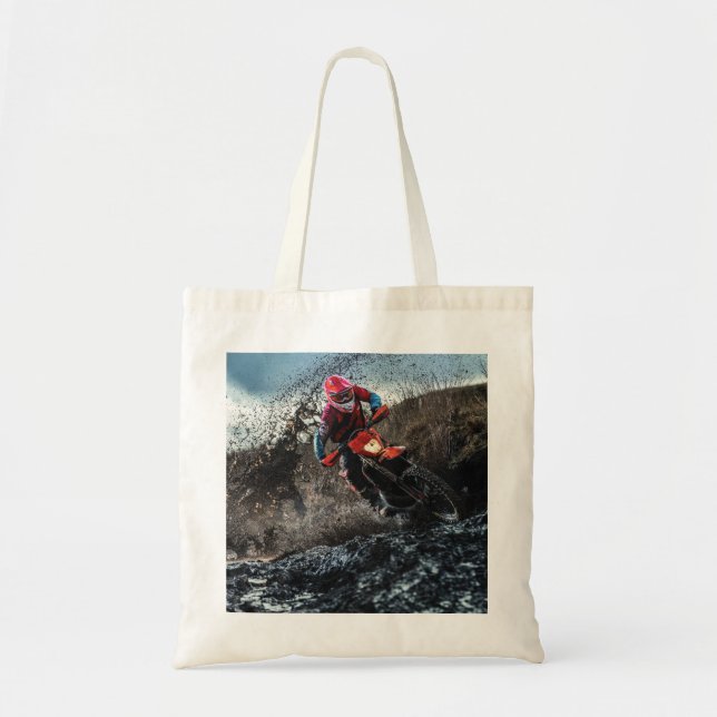 Dirt bike rider throw pillow tote bag (Front)