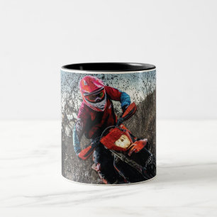 Dirt bike rider throw pillow Two-Tone coffee mug