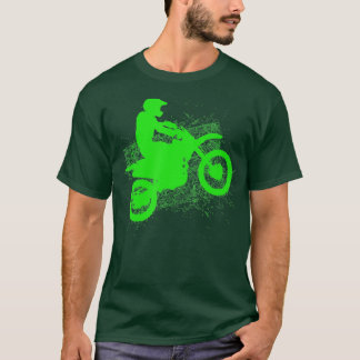 Dirt Bike Rider Tire Tracks Neon Green Youth  T-Shirt