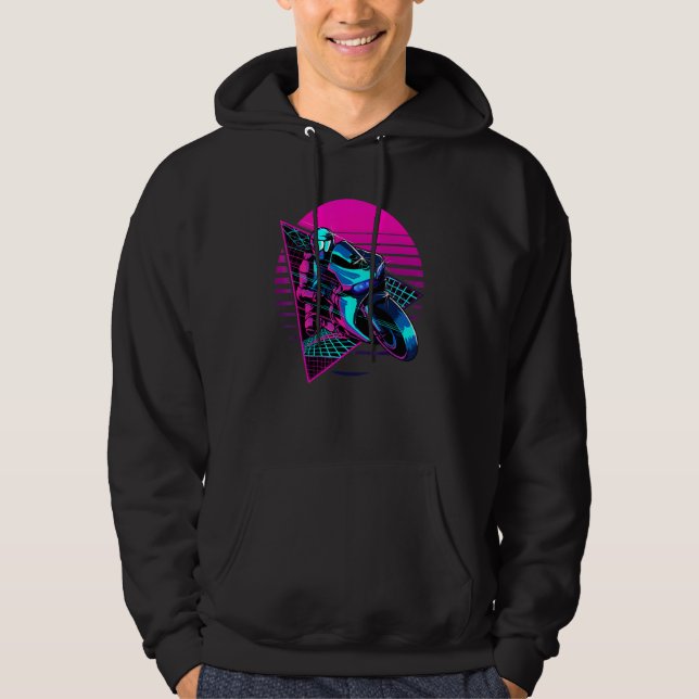 Dirt Bike Rider Vaporwave Aesthetic Synthwave 80s  Hoodie (Front)